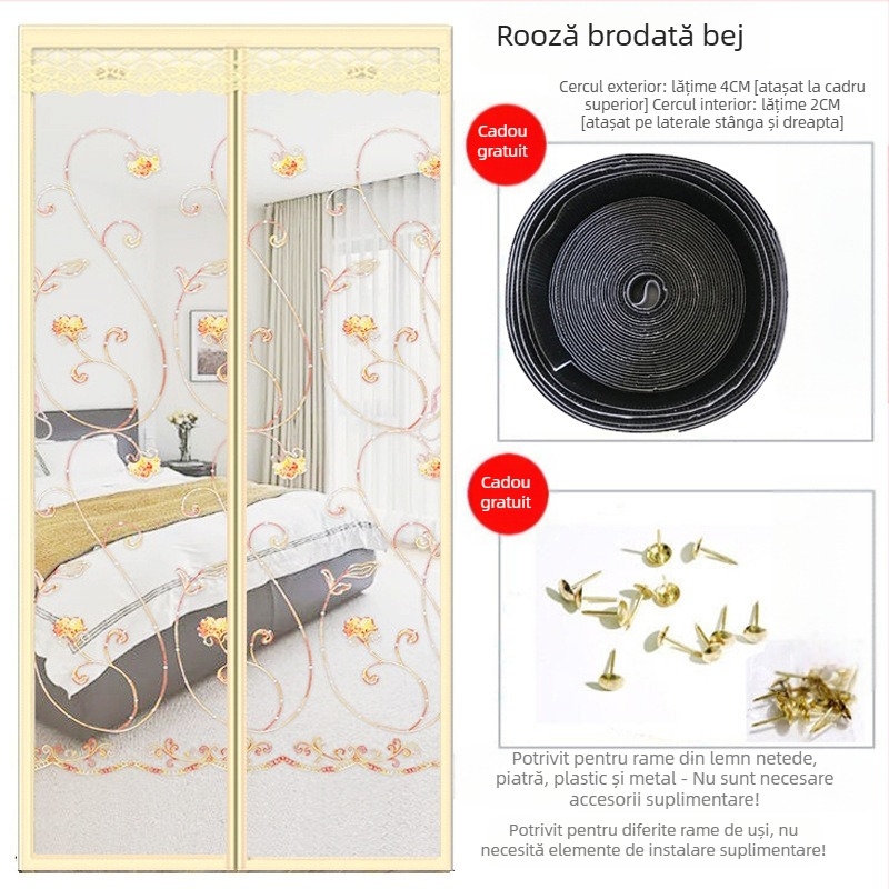 Ușă de plasă magnetică | perdea pentru ușă de dormitor, stil modern minimalist, conținut țesătură 99%