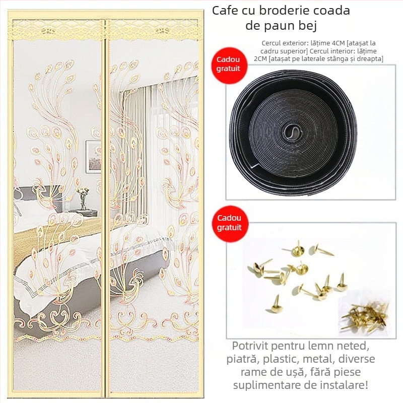 Ușă de plasă magnetică | perdea pentru ușă de dormitor, stil modern minimalist, conținut țesătură 99%