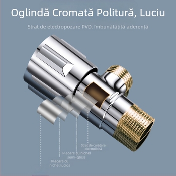 Robinet unghiular din alamă, montaj în perete, model 8289, presiune de lucru 1,6 MPa, diametru interior 14 mm