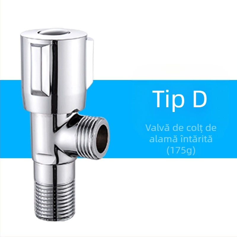 Robinet unghiular din alamă, montaj în perete, model 8289, presiune de lucru 1,6 MPa, diametru interior 14 mm