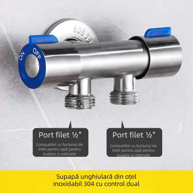 Robinet unghiular din alamă, montaj în perete, model 8289, presiune de lucru 1,6 MPa, diametru interior 14 mm