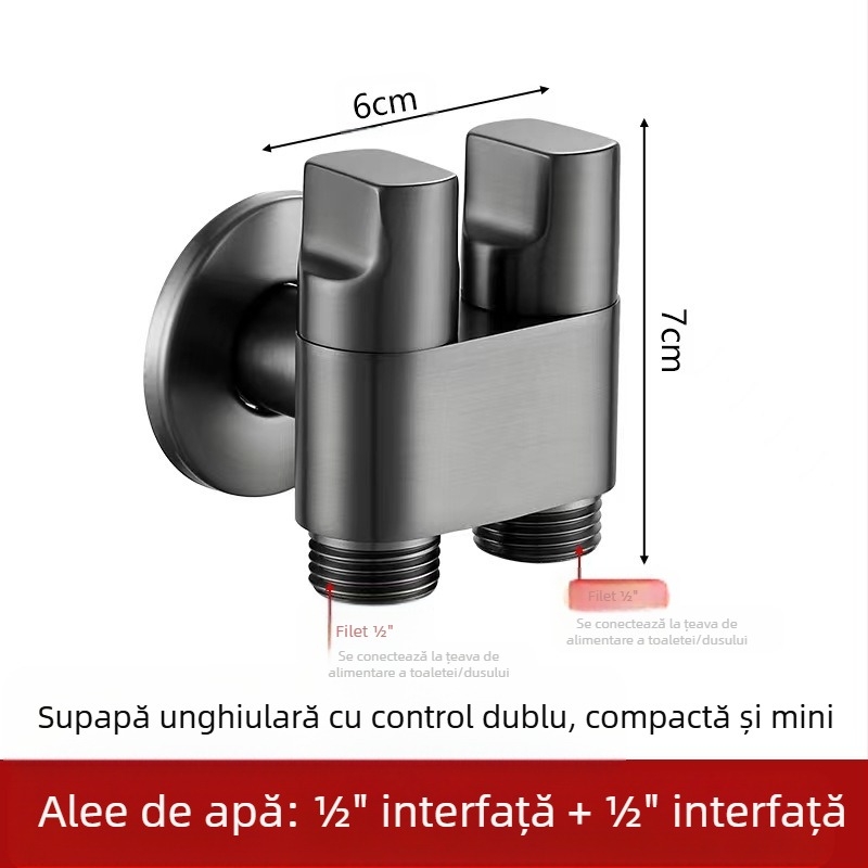 Robinet unghiular din alamă, montaj în perete, model 8289, presiune de lucru 1,6 MPa, diametru interior 14 mm