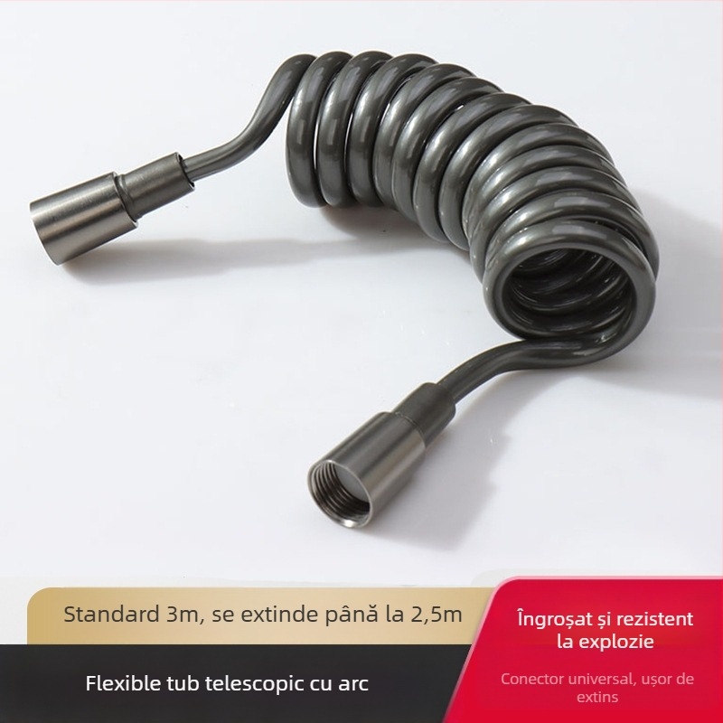 Furtun de duș cu PU înaltă presiune, tub telescopic, construcție cu cupru+PU, filetare, model 4, presiune nominală normală