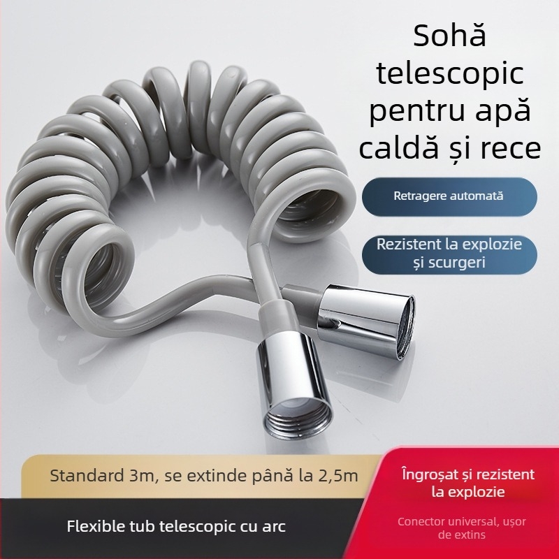 Furtun de duș cu PU înaltă presiune, tub telescopic, construcție cu cupru+PU, filetare, model 4, presiune nominală normală