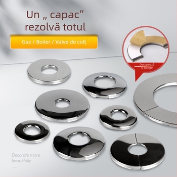 Capac decorativ rotund din oțel inoxidabil pentru conducta de evacuare a boilerului – dopuri divizibile pentru orificiul din perete, grosime perete 0,3 mm, grad 1