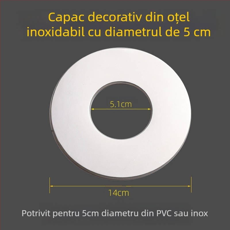 Capac decorativ rotund din oțel inoxidabil pentru conducta de evacuare a boilerului – dopuri divizibile pentru orificiul din perete, grosime perete 0,3 mm, grad 1