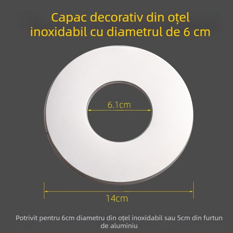 Capac decorativ rotund din oțel inoxidabil pentru conducta de evacuare a boilerului – dopuri divizibile pentru orificiul din perete, grosime perete 0,3 mm, grad 1