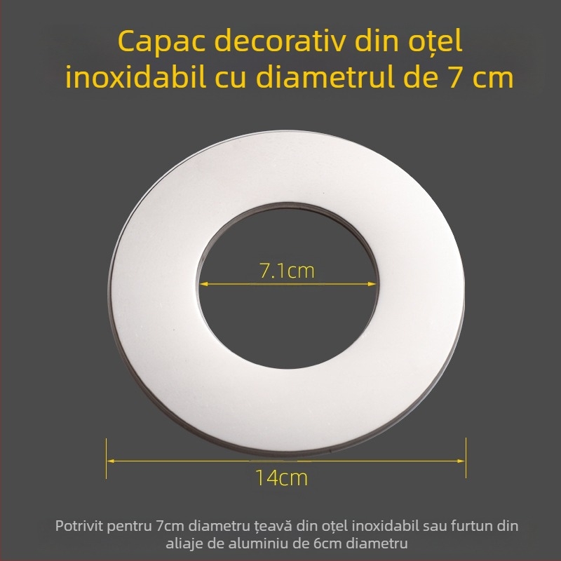Capac decorativ rotund din oțel inoxidabil pentru conducta de evacuare a boilerului – dopuri divizibile pentru orificiul din perete, grosime perete 0,3 mm, grad 1