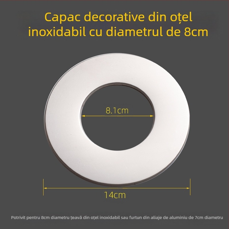 Capac decorativ rotund din oțel inoxidabil pentru conducta de evacuare a boilerului – dopuri divizibile pentru orificiul din perete, grosime perete 0,3 mm, grad 1