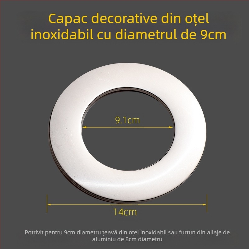 Capac decorativ rotund din oțel inoxidabil pentru conducta de evacuare a boilerului – dopuri divizibile pentru orificiul din perete, grosime perete 0,3 mm, grad 1