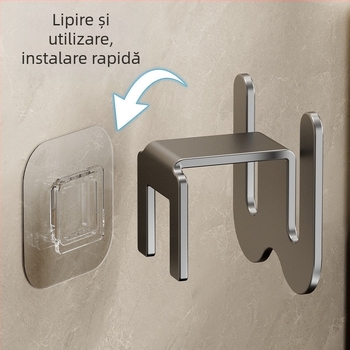 Organizator pentru papuci de baie, din oțel carbon, montat pe perete fără găuri, cu cârlig de drenaj, stil lux ușor
