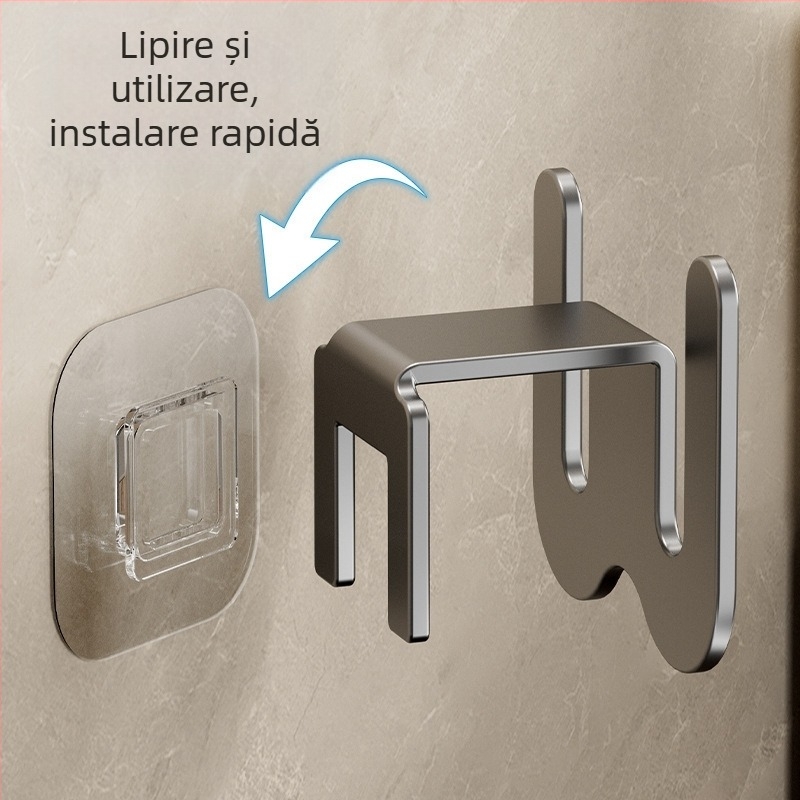 Organizator pentru papuci de baie, din oțel carbon, montat pe perete fără găuri, cu cârlig de drenaj, stil lux ușor