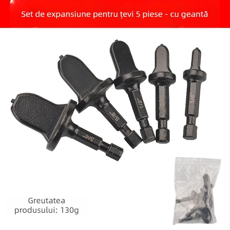 Set de expansiune pentru țevi din cupru, 11 piese, cu manetă hexagonală, compatibil cu bormașina, din oțel carbon