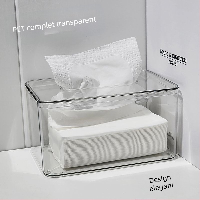 Cutie pentru șervețele de birou, stil nordic, transparentă, din plastic, multifuncțională