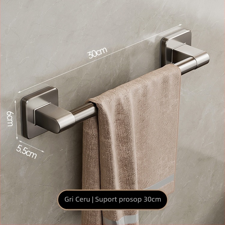 Suport pentru prosoape montat pe perete, cu un singur braț, fără găuri — aliaj de aluminiu, finisaj vopsit, capacitate de încărcare 100 kg, stil Light Luxury