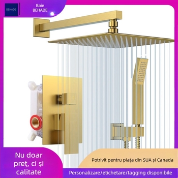 Sistem de duș încastrat, corp din cupru, funcție ploaie, formă pătrată, model 079 US Gauge