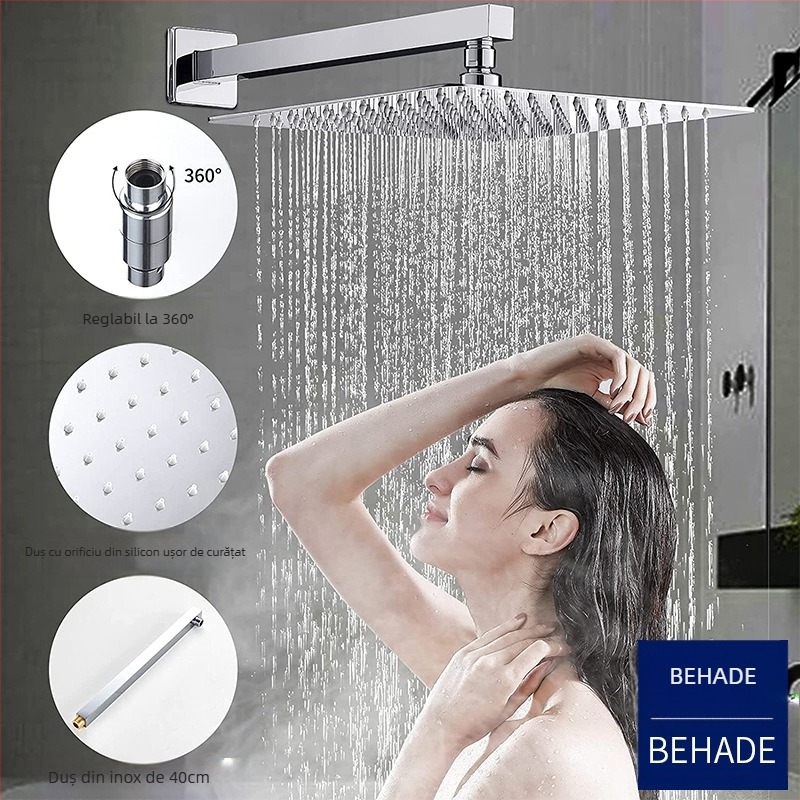 Sistem de duș încastrat, corp din cupru, funcție ploaie, formă pătrată, model 079 US Gauge