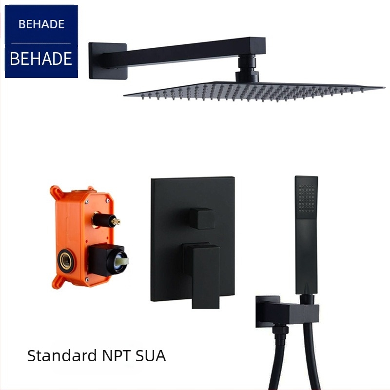 Sistem de duș încastrat, corp din cupru, funcție ploaie, formă pătrată, model 079 US Gauge