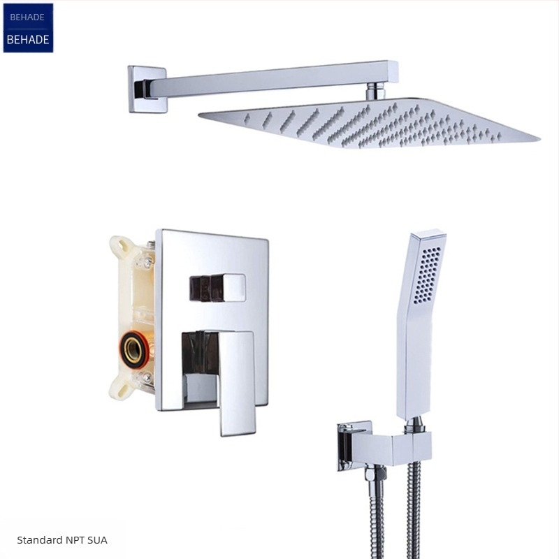 Sistem de duș încastrat, corp din cupru, funcție ploaie, formă pătrată, model 079 US Gauge