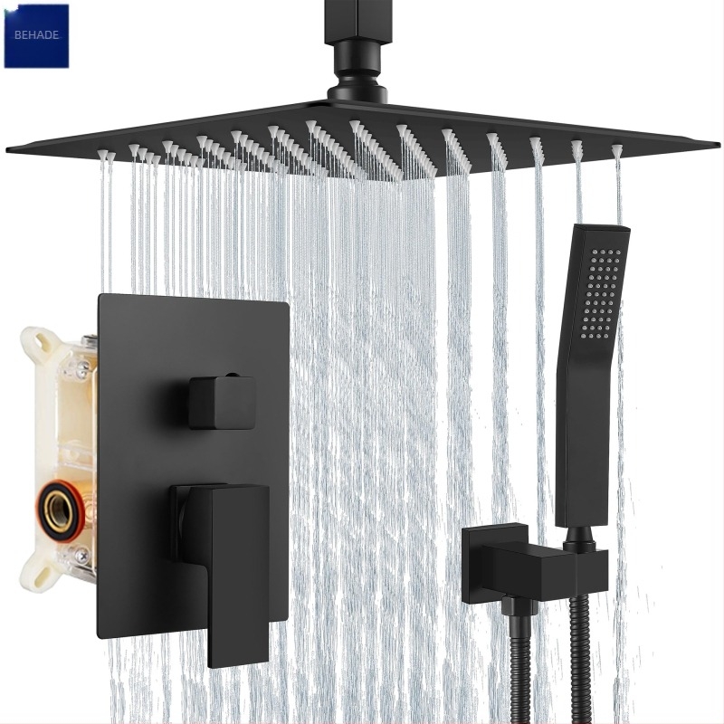 Sistem de duș încastrat, corp din cupru, funcție ploaie, formă pătrată, model 079 US Gauge