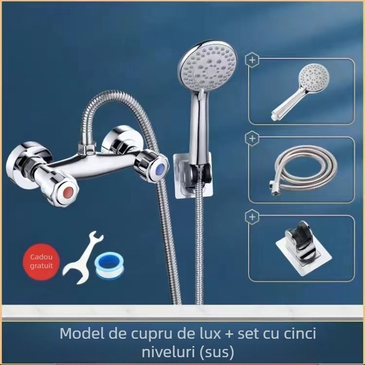 Robinet de duș încastrat în perete – cupru, deschidere inductivă, montaj în perete, certificat CE.