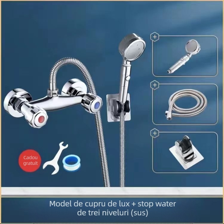 Robinet de duș încastrat în perete – cupru, deschidere inductivă, montaj în perete, certificat CE.