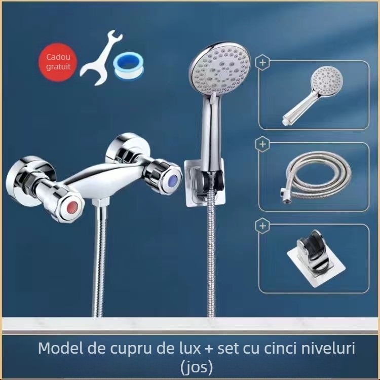 Robinet de duș încastrat în perete – cupru, deschidere inductivă, montaj în perete, certificat CE.