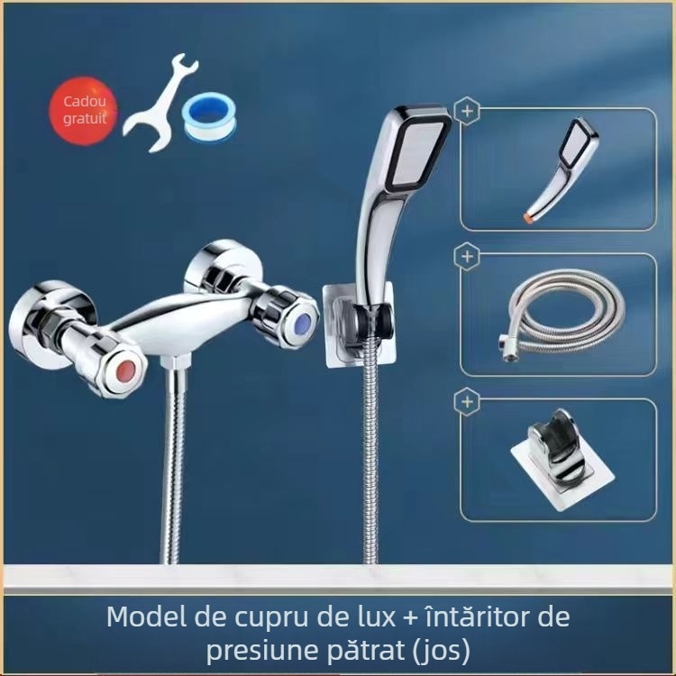 Robinet de duș încastrat în perete – cupru, deschidere inductivă, montaj în perete, certificat CE.