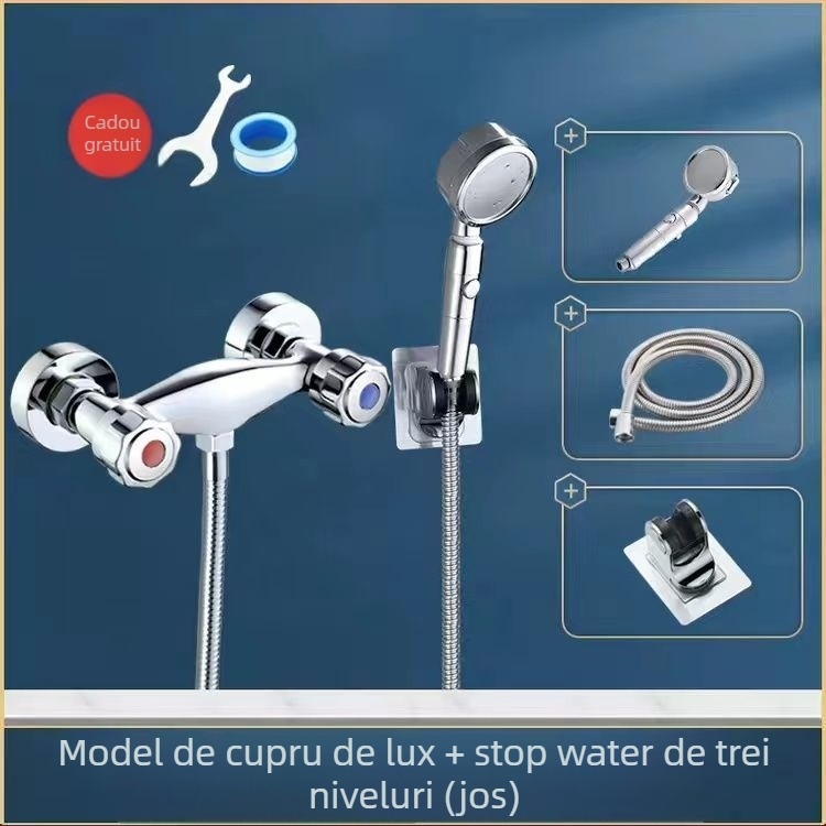 Robinet de duș încastrat în perete – cupru, deschidere inductivă, montaj în perete, certificat CE.