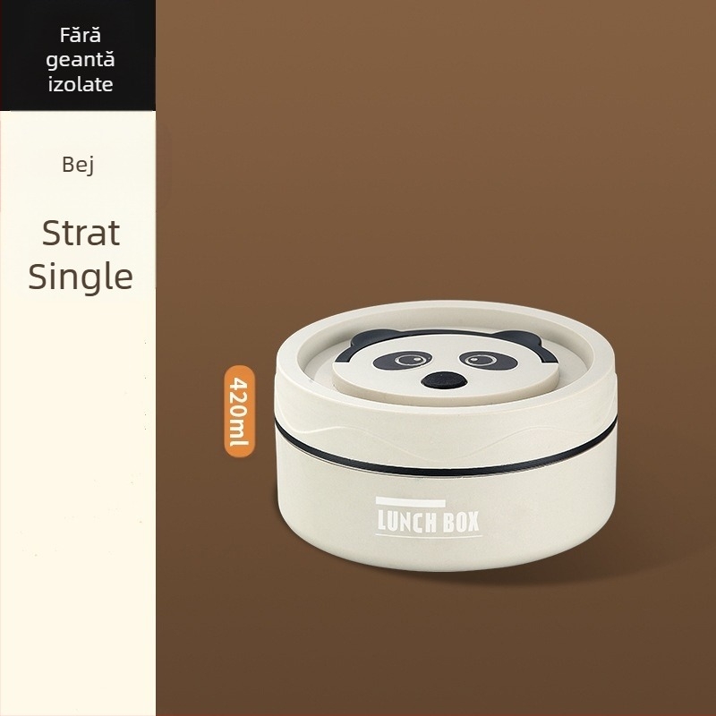 Cutie de prânz din oțel inoxidabil 304, rotundă, compatibilă cu microundele, dintr-un singur strat, imprimarea logo-ului disponibil