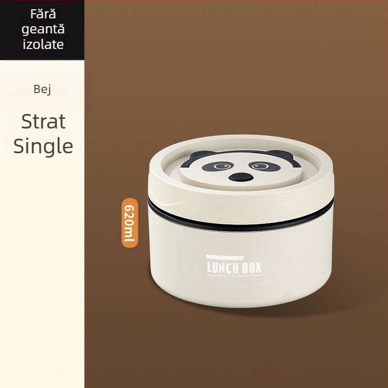 Cutie de prânz din oțel inoxidabil 304, rotundă, compatibilă cu microundele, dintr-un singur strat, imprimarea logo-ului disponibil