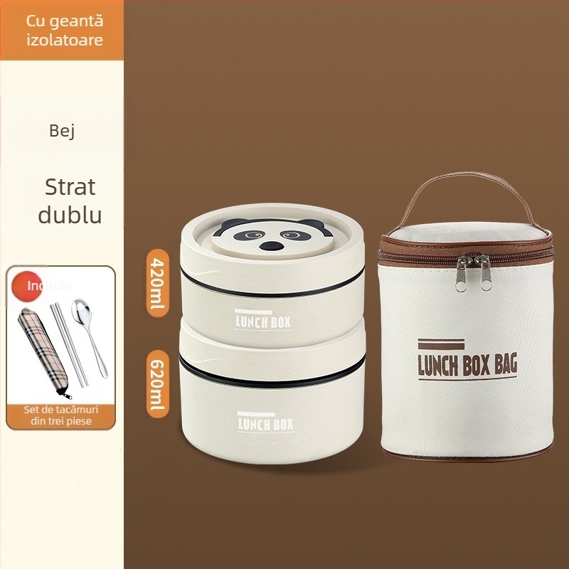 Cutie de prânz din oțel inoxidabil 304, rotundă, compatibilă cu microundele, dintr-un singur strat, imprimarea logo-ului disponibil