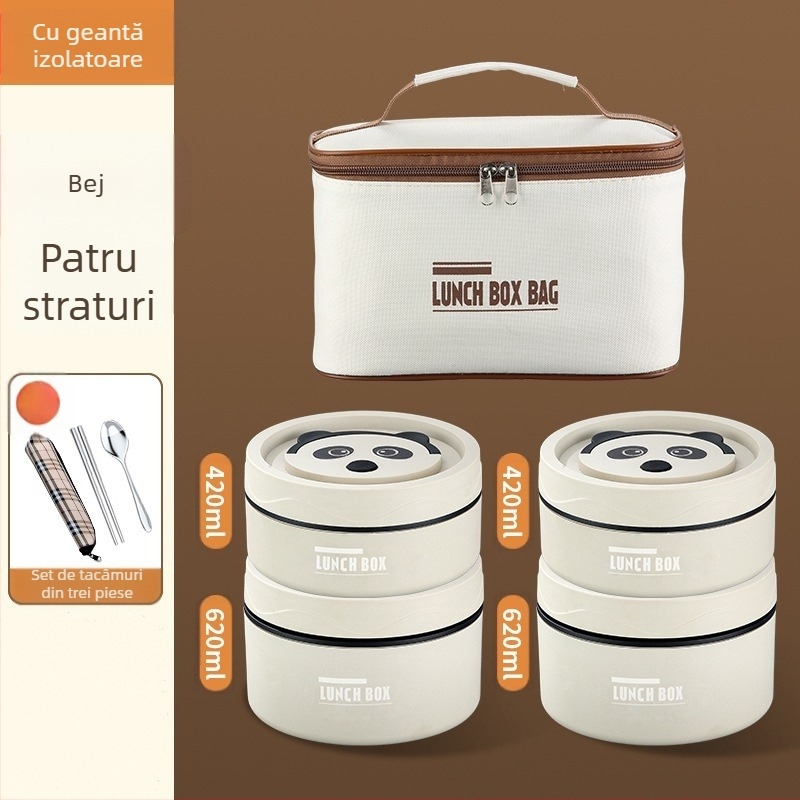 Cutie de prânz din oțel inoxidabil 304, rotundă, compatibilă cu microundele, dintr-un singur strat, imprimarea logo-ului disponibil