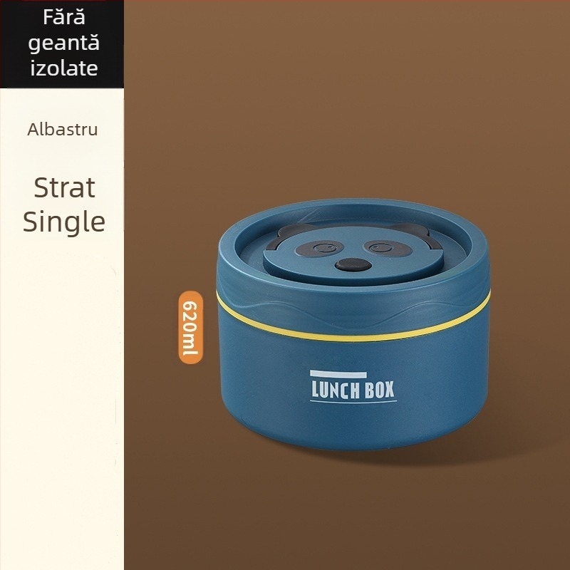 Cutie de prânz din oțel inoxidabil 304, rotundă, compatibilă cu microundele, dintr-un singur strat, imprimarea logo-ului disponibil