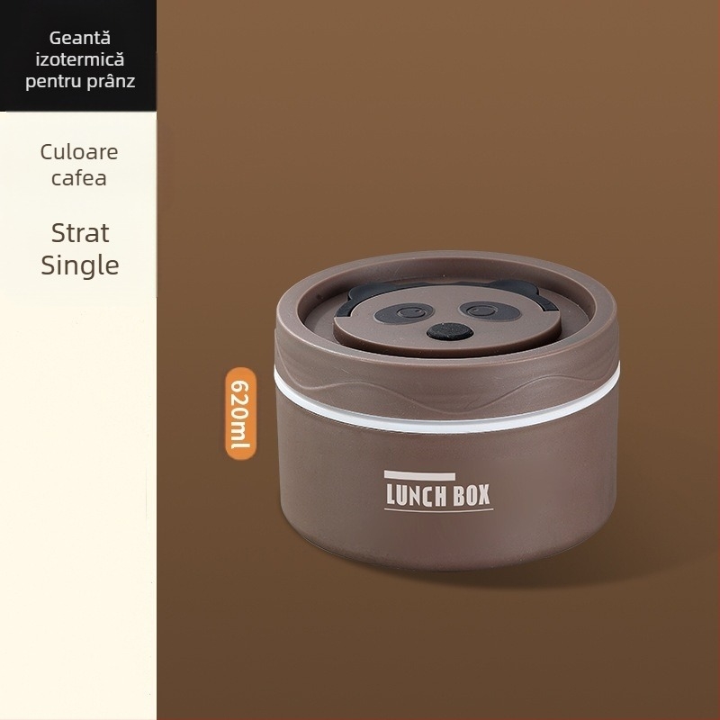 Cutie de prânz din oțel inoxidabil 304, rotundă, compatibilă cu microundele, dintr-un singur strat, imprimarea logo-ului disponibil