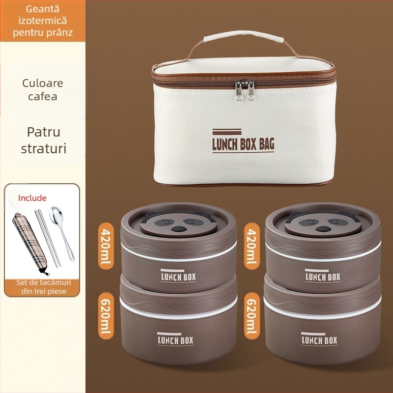 Cutie de prânz din oțel inoxidabil 304, rotundă, compatibilă cu microundele, dintr-un singur strat, imprimarea logo-ului disponibil