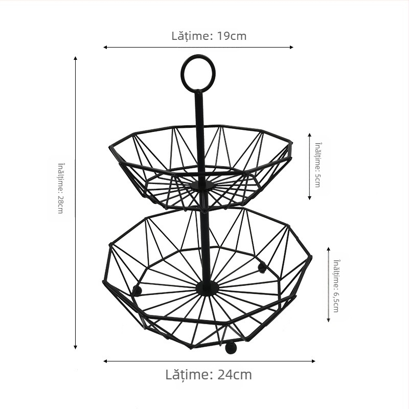 Cos de fructe din fier forjat, design nordic cu trei niveluri, stil simplu, pentru fructe, bomboane și fructe uscate, 2021 clasa întâi