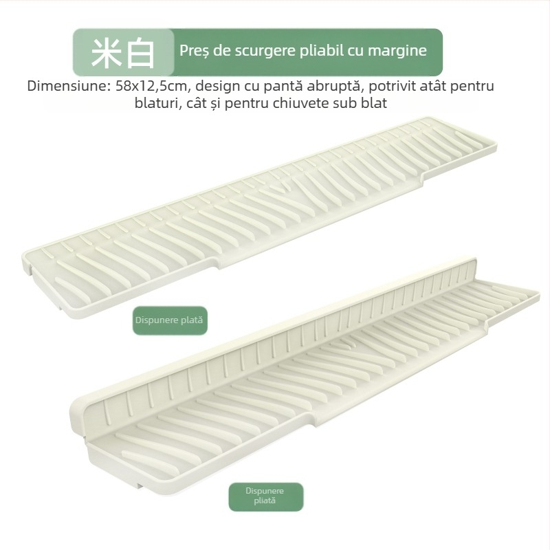 Covoraș din silicon pătrat, cu margini înguste, pentru chiuvetă, cu drenaj înclinat și protecție împotriva stropilor, disponibil în mai multe dimensiuni.