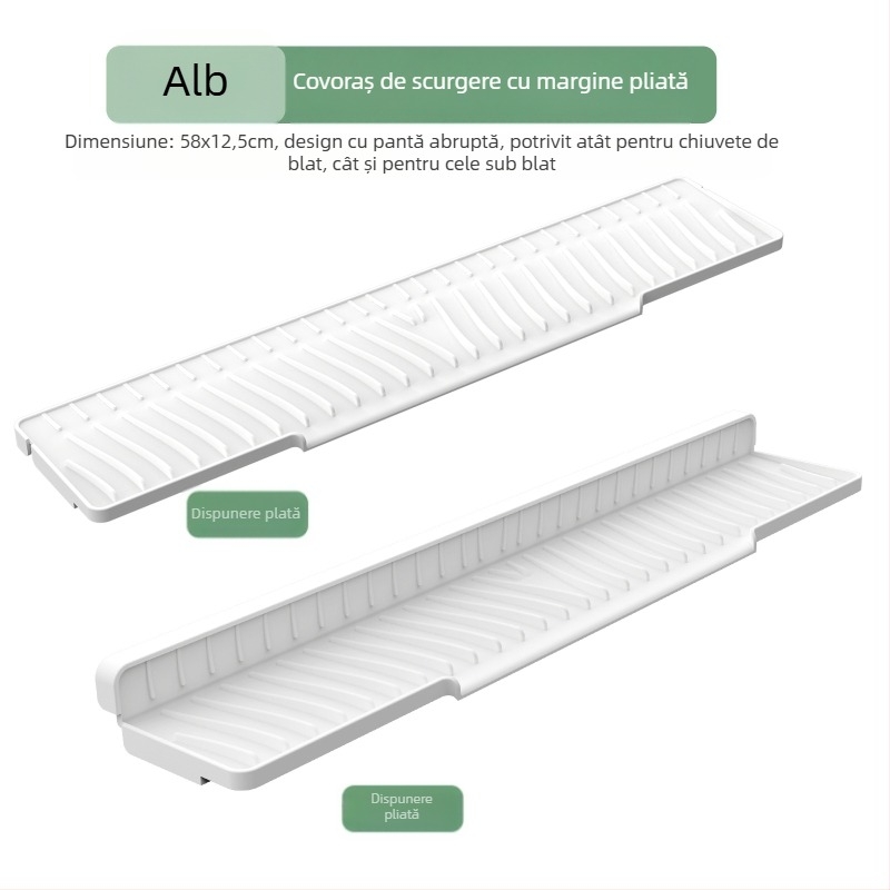 Covoraș din silicon pătrat, cu margini înguste, pentru chiuvetă, cu drenaj înclinat și protecție împotriva stropilor, disponibil în mai multe dimensiuni.