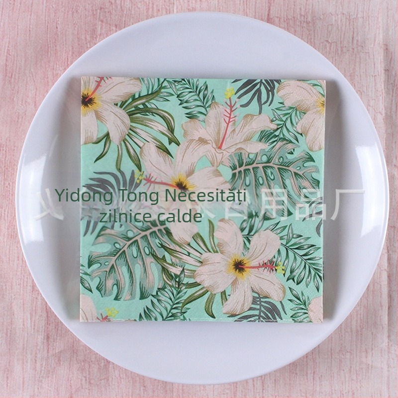 Șervețel cu imprimeu pădure tropicală în stil scandinav, 3 straturi, din pulpă virgină de lemn, 20 bucăți, 70 g, posibilitate imprimare logo