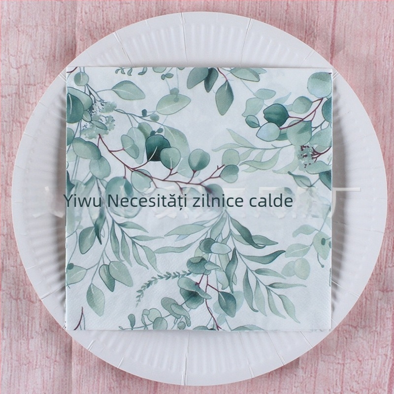 Șervețel cu imprimeu pădure tropicală în stil scandinav, 3 straturi, din pulpă virgină de lemn, 20 bucăți, 70 g, posibilitate imprimare logo