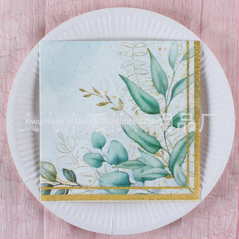 Șervețel cu imprimeu pădure tropicală în stil scandinav, 3 straturi, din pulpă virgină de lemn, 20 bucăți, 70 g, posibilitate imprimare logo