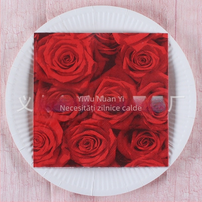 Șervețel cu imprimeu pădure tropicală în stil scandinav, 3 straturi, din pulpă virgină de lemn, 20 bucăți, 70 g, posibilitate imprimare logo