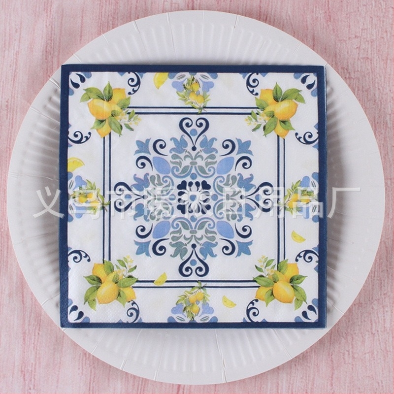 Șervețel cu imprimeu pădure tropicală în stil scandinav, 3 straturi, din pulpă virgină de lemn, 20 bucăți, 70 g, posibilitate imprimare logo