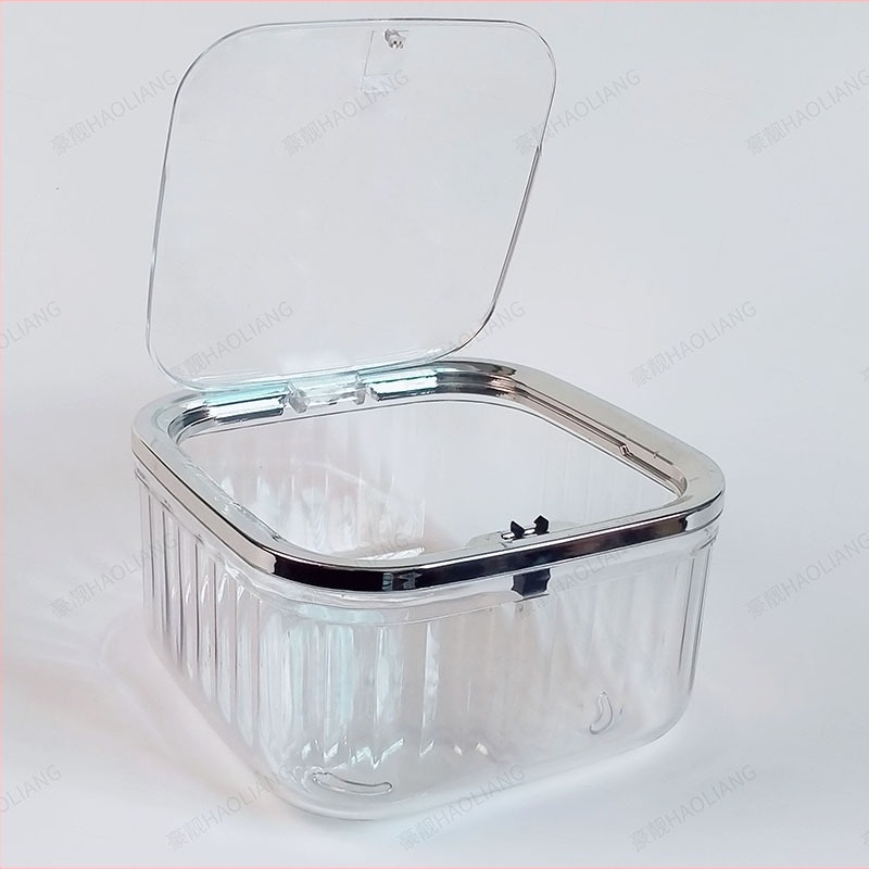 Coș de gunoi de birou din plastic, cu capac apăsat, pătrat, sub 4 L, uz casnic