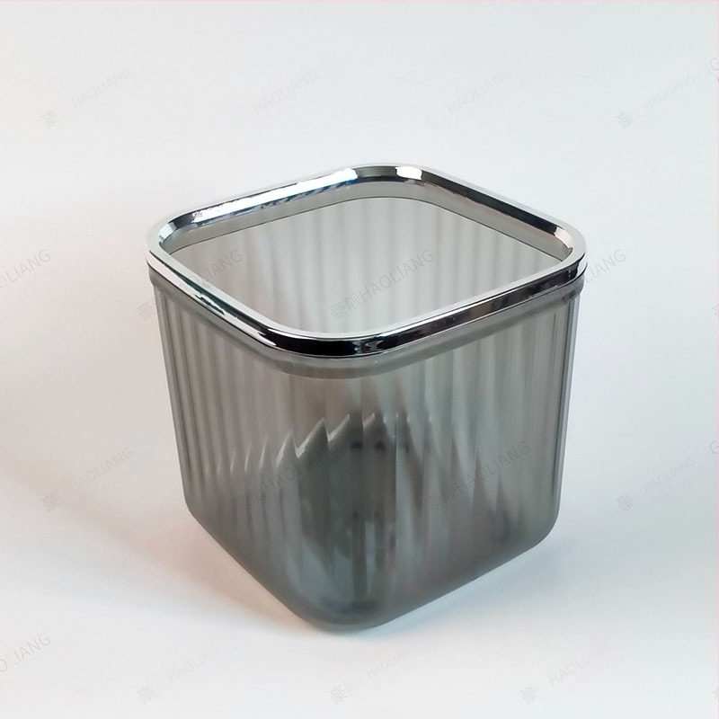 Coș de gunoi de birou din plastic, cu capac apăsat, pătrat, sub 4 L, uz casnic