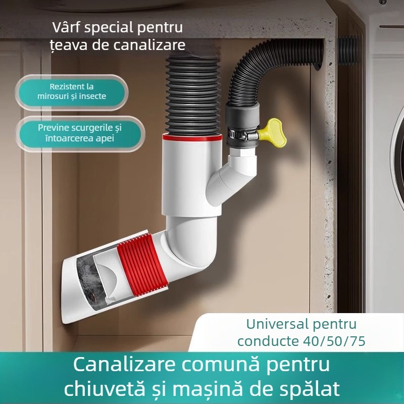 Valvă de drenaj montată pe perete cu ABS+silicon, acțiune de tragere în sus, tip drenaj britanic, stil modern minimalist (Lj wall row)