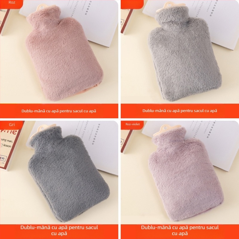 Sticlă cu apă caldă din pluș, design drăguț; PVC de înaltă densitate; încălzire prin umplere cu apă; utilizare multiplă pentru mâini, picioare, talie, abdomen, cap și spate; duală utilizare cald și rece.