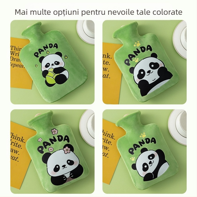Sticlă cu apă caldă din pluș, design drăguț; PVC de înaltă densitate; încălzire prin umplere cu apă; utilizare multiplă pentru mâini, picioare, talie, abdomen, cap și spate; duală utilizare cald și rece.