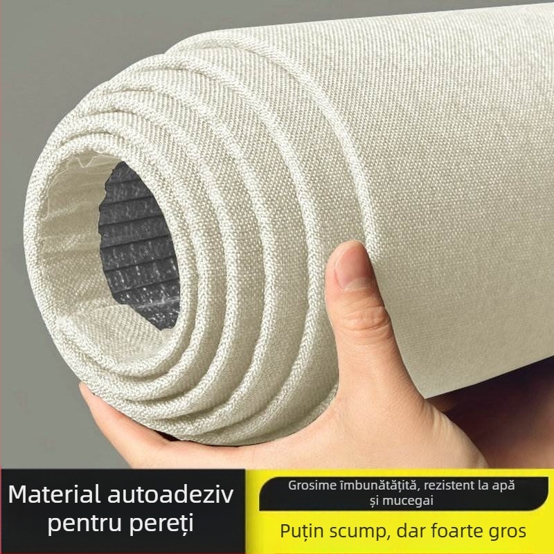 Țesătură de perete din in, strat multiplu, suprafață reliefată, rezistentă la umiditate, decor pentru dormitor și fundal TV, stil modern minimalist